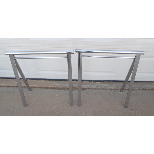 Mid 20th Century Chrome and Glass Sawhorse Desk For Sale - Image 10 of 18