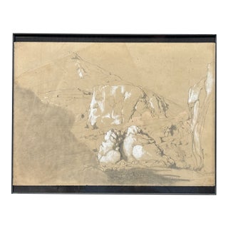 Gibraltar Sketch in Graphite and White Crayon, Ca Prior to 1888 For Sale