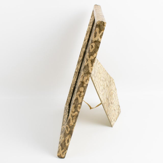 Beige French Snake-Skin-Like Camouflage Pattern Picture Frame, circa 1960 For Sale - Image 8 of 8