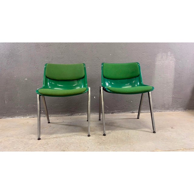 Mid-Century Modern Mid-Century Modern Green Plastic Conference Chairs in Chrome Frame, Italy, 1985, Set of 2 For Sale - Image 3 of 11