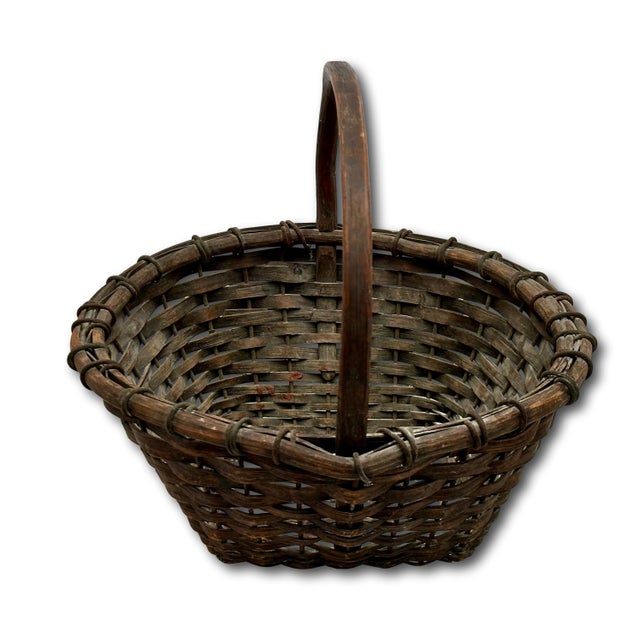 Great Authentic Antique Steel Wire & Ash Wood Splint Massachusetts Famous Ipswich Clam Diggers Gathering Basket For Sale - Image 9 of 18