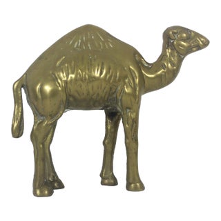 Large 1980s Solid Brass Camel Vintage Brass With Patina For Sale