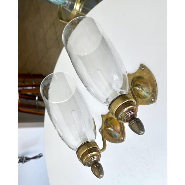 Pair Federal Style Sheild Back Brass Candle Wall Sconces For Sale - Image 18 of 18