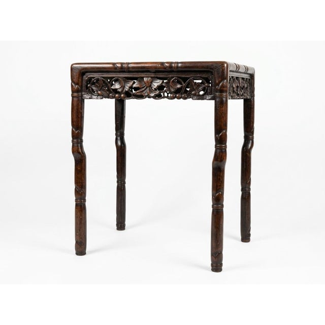 Chinese Small Chinese Hardwood Table With Hand Carved Apron. For Sale - Image 3 of 14