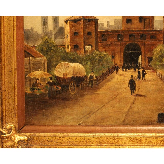 F. Martin, Street Scene at the Isartor in Munich, Early 19th Century, Oil on Canvas, Framed For Sale - Image 3 of 9