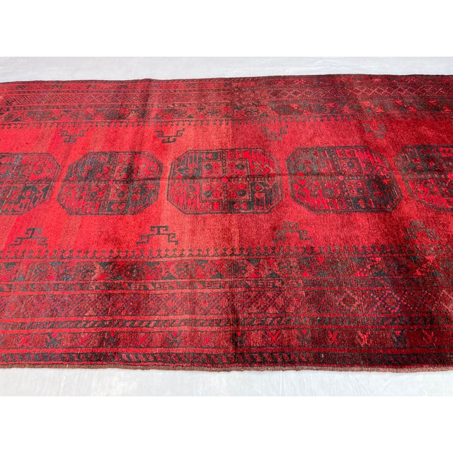 2000 - 2009 Vintage Afghan Ersari Elephant Foot Rug, Oxblood Abrash - 8'0" X 3'11" For Sale - Image 5 of 13