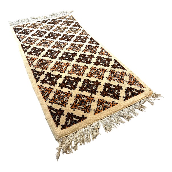 Vintage Tunisian Hand-Knotted Wool Rug For Sale