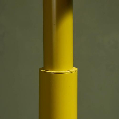Yellow Postmodern Skyscraper Floor Lamp with Mustard Lacquered Stem and Glass Shade, Italy For Sale - Image 8 of 10