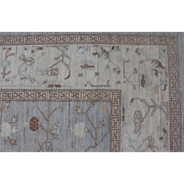 Textile Large All-Over Design Khotan Rug in Grey Blue, Light Brown, Ivory & Taupe For Sale - Image 7 of 15