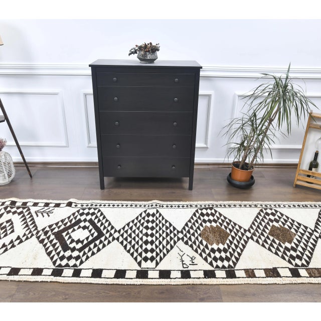 Boho Chic Vintage Turkish Hand-Knotted Neutral Beige Runner For Sale - Image 3 of 8