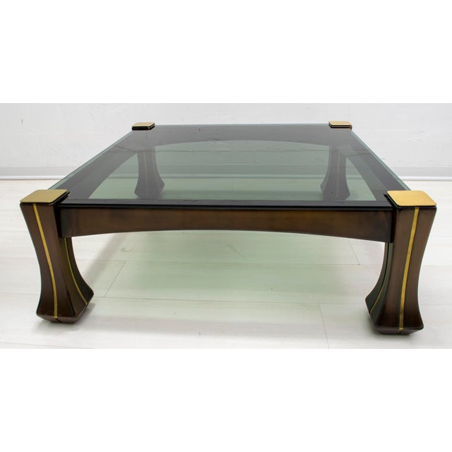 Mid-Century Modern Italian Walnut and Brass Coffee Table, 1970s For Sale - Image 6 of 10