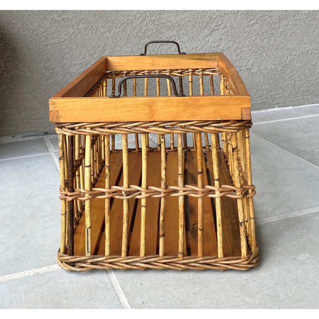 Rustic Circa 1980 Chic Jackfruit Wood & Rattan Catchall / Storage “Crate” Basket, Indonesia For Sale - Image 3 of 13