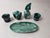Green White Mouth-Blown Glass Dressing Table Set, 1950s, Set of 5 For Sale - Image 3 of 16