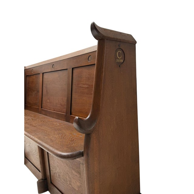 Art Deco Three-Seat Bench in Oak by Willem Penaat, 1920s For Sale - Image 3 of 17
