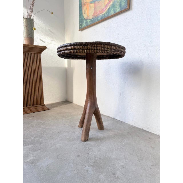 Folk Art Tripod Stand in Woven Straw, 1950s For Sale - Image 11 of 18