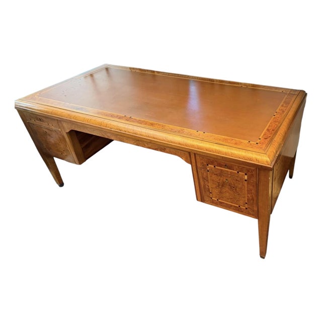 Antique Art Deco Burl Ash Writing Table Desk For Sale