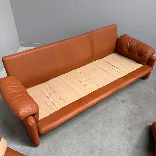 Vintage Coronado Three-Seater Sofa in Cognac Leather from B&B Italia, Italy, 1960s For Sale - Image 14 of 16