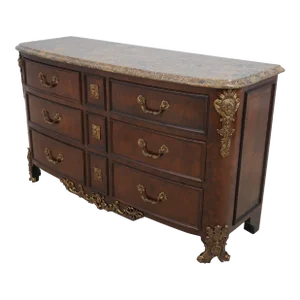 Maitland Smith Marble Top French Louis XVI Commode Chest