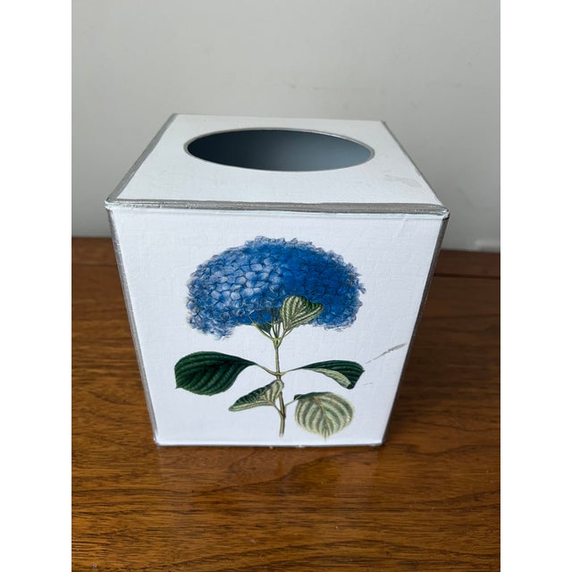 Tole Decoupage Hydrangea Wastebasket & Tissue BoxMarye Kelley Chairish