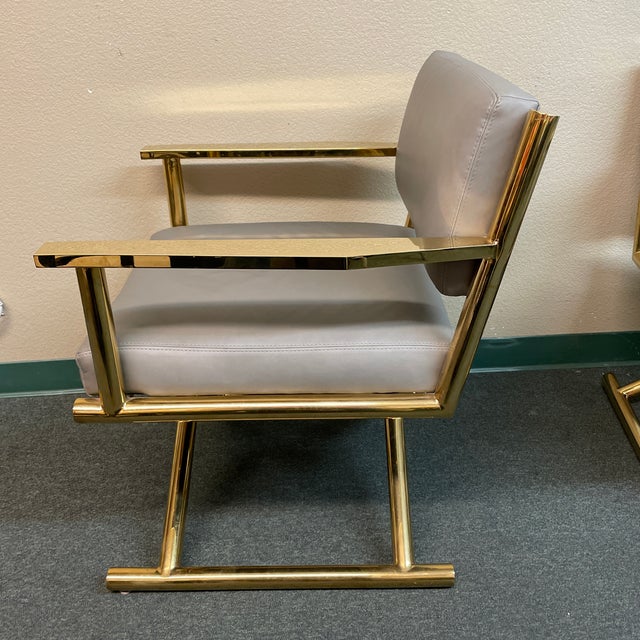 Restoration Hardware Modern Altman Leather + Brass Director's Chairs, a