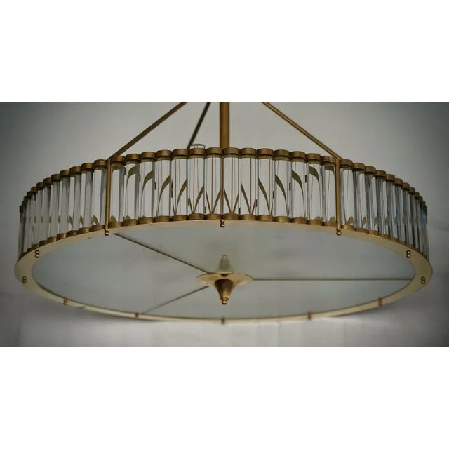 Metal Mid-Century Murano Glass and Brass Chandelier For Sale - Image 7 of 11
