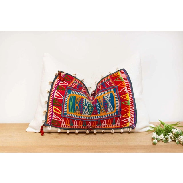 Textile Multicolor Himalayas Tribal Antique Linen Pillow For Sale - Image 7 of 7