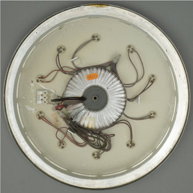 For sale is a ceiling light by Hillebrand circa 1980. with a solid marbled Murano glass panel. This piece has an...