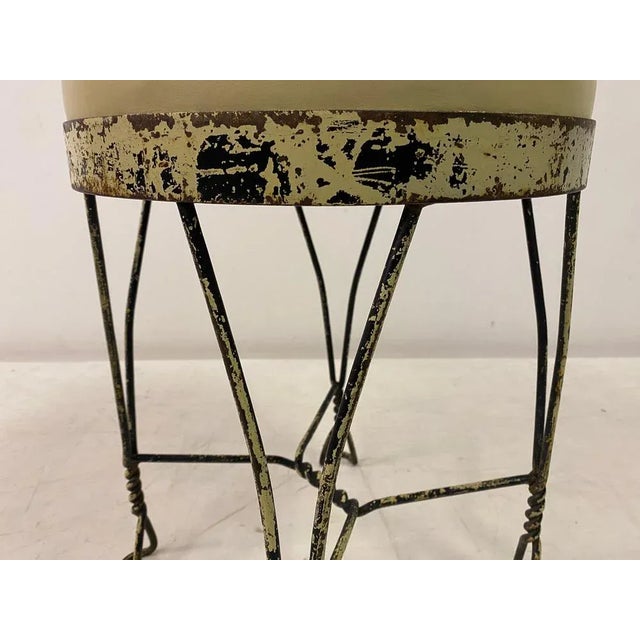 1960s Wrought Iron and Leather Stool, 1960s For Sale - Image 5 of 10