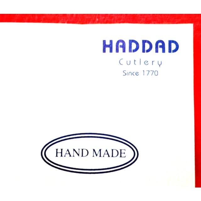 Gemstone New Late 20th Century S&s Haddad Family Authentic Jezzine Meat/Salad Serving Sets in Original Box With Coral & Turquoise Inlay- 5 Pieces For Sale - Image 7 of 10