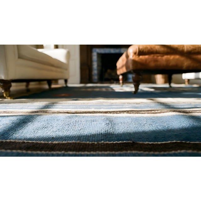Textile 1940s Gray Tribal Medallion Antique Mexican Chimayo Flat Weave 4'8" X 6'8" Flatweave Wool Carpet For Sale - Image 7 of 8