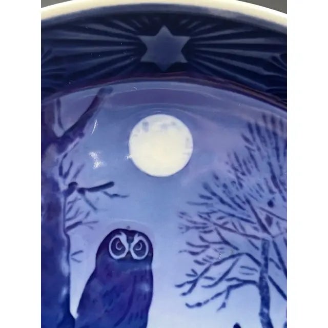 20th Century Royal Copenhagen Blue & White Winter Owl Plate For Sale - Image 9 of 18
