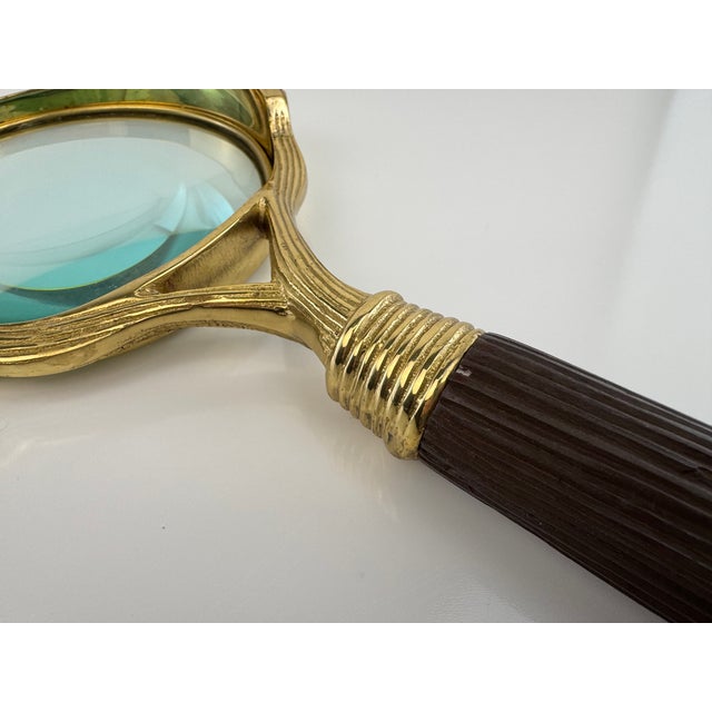 Vintage Mid Century Brass Handheld Magnifying Glass With Sculptural Handle For Sale - Image 9 of 11