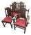 Antique 1920s Spanish Revival Oak Dining Chairs With New Burgundy Seat Upholstery - Set of 6 For Sale