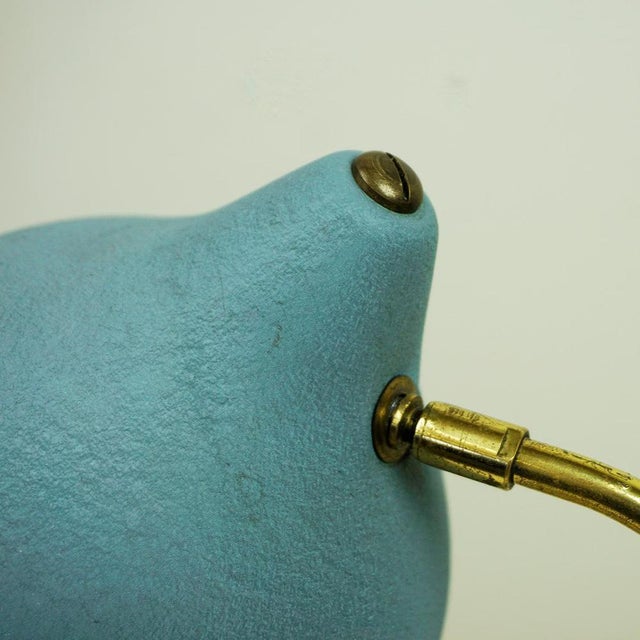 Mid-Century Blue and Brass Crowfoot Table Lamp from Cosack, Germany, 1950s For Sale - Image 6 of 11