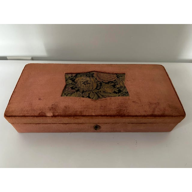 Antique Velvet Vanity Jewelry Box Made in Italy For Sale - Image 9 of 9