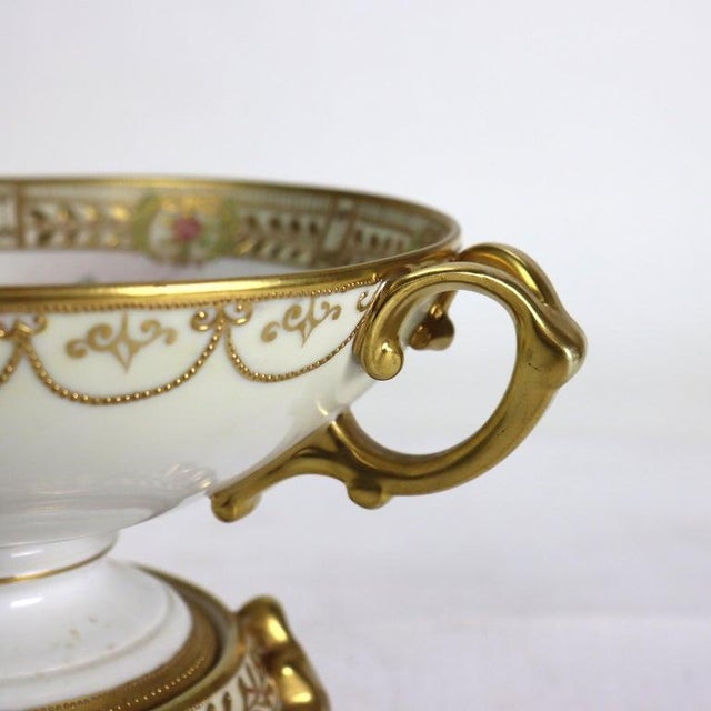 Late 19th Century Antique Nippon Hand Painted, Enameled & Gilt Porcelain Centerpiece Bowl C1890 For Sale - Image 5 of 11