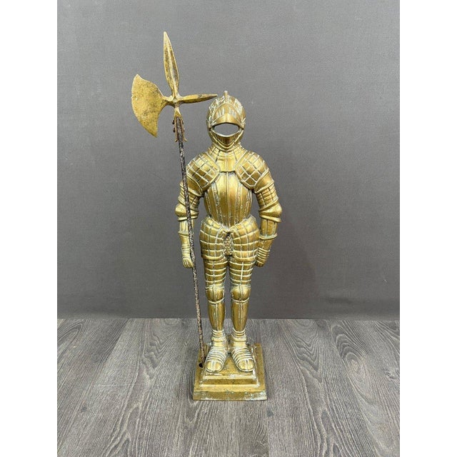 Brown 20th Century Bronze Statue of a Warrior in Armor For Sale - Image 8 of 8