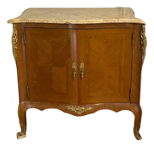19th Century French Louis XV Style Inlaid Marble Top Sideboard