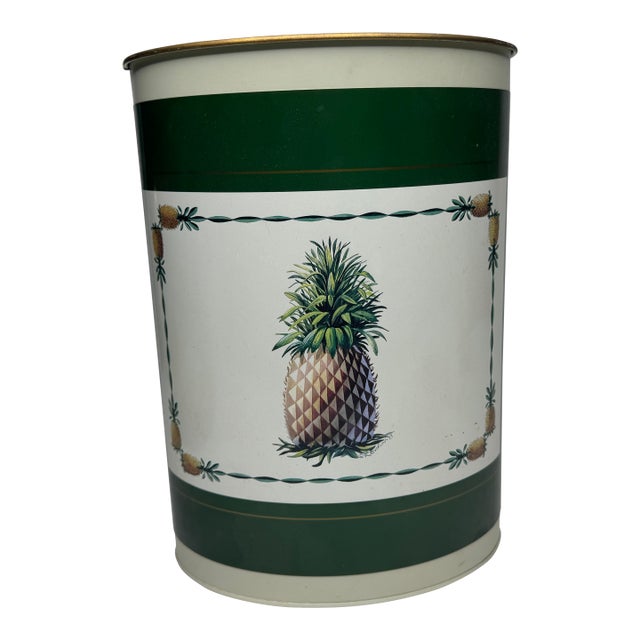 Vintage Metal Pineapple Wastebasket For Sale