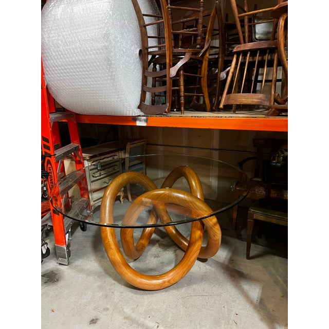 1970s Wooden Knot Dining Table With Glass Top For Sale - Image 10 of 10