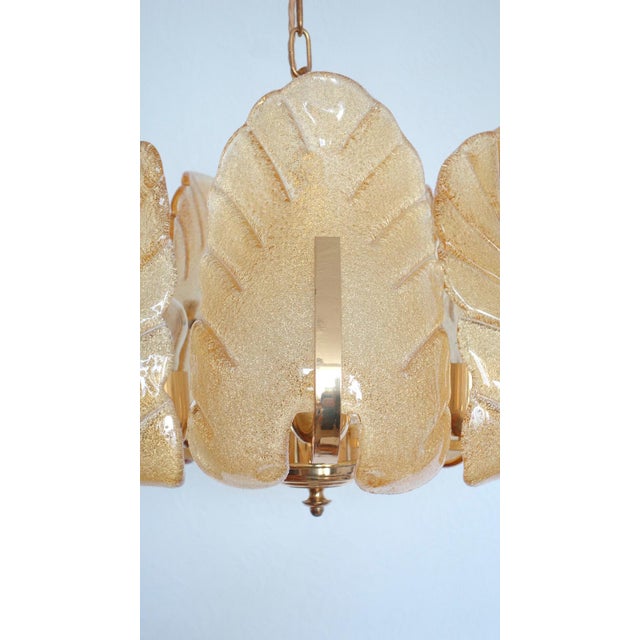 Scandinavian Brass Ice Glass Five-Light Chandelier from Carl Fagerlund, 1960s For Sale - Image 9 of 11