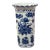 Vintage Asian Chinoiserie Blue & White Ruffled Top Floral 12'' High Vase For Sale