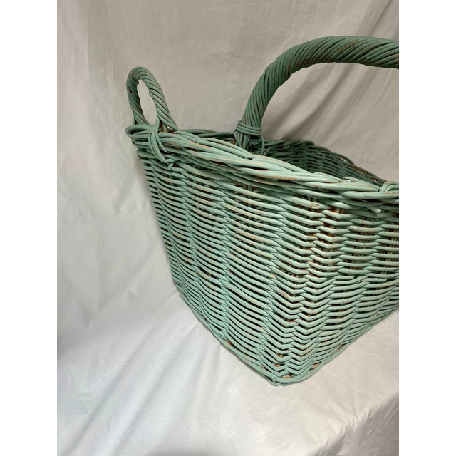 Wood Vintage Large Wicker Gathering Harvest Basket For Sale - Image 7 of 12