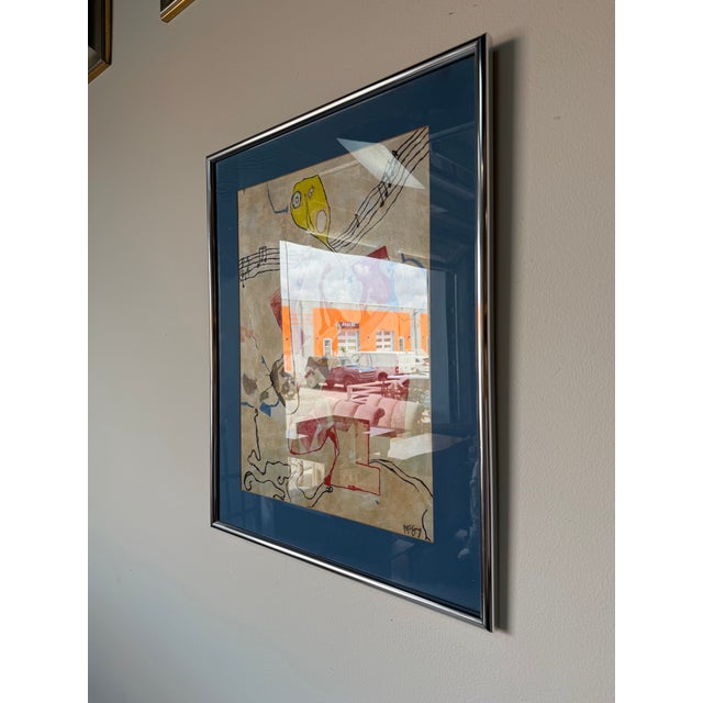 Vintage Mixed Media Abstract Paper Collage Painting – Signed For Sale - Image 4 of 12