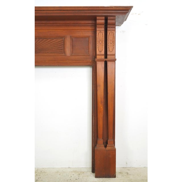 Reclaimed Federal Dark Wooden Fireplace Mantel For Sale - Image 4 of 16