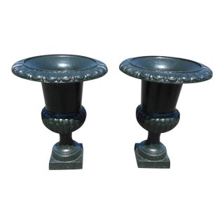 Cast Iron Urns - a Pair For Sale