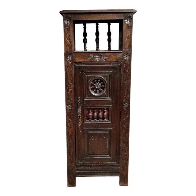 Breton Bonnetière in Carved Oak, 1850s For Sale