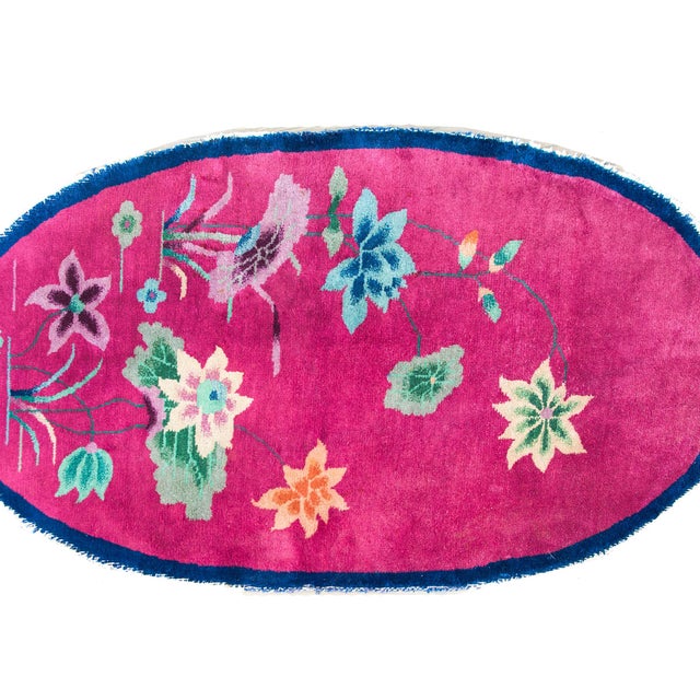 Early 20th Century Oval Chinese Art Deco Rug For Sale In Chicago - Image 6 of 13
