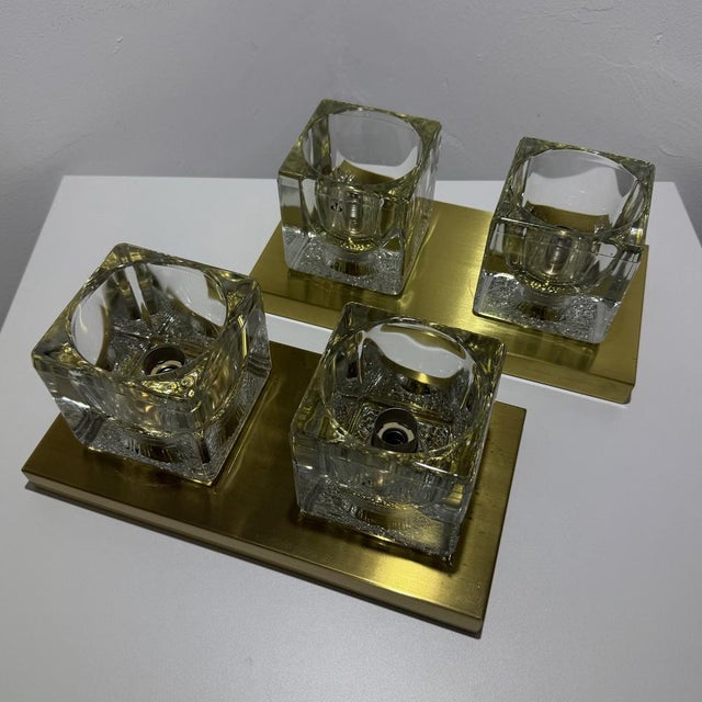 Vintage Wall Lamps in Ice Glass and Brass from Peill & Putzler, 1970s, Set of 2 For Sale - Image 6 of 18