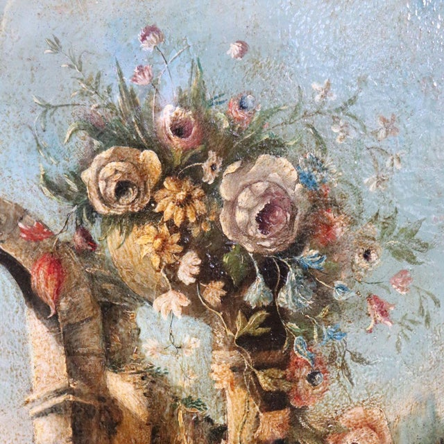 Still Life with Flowers, Fruits and Architectural Elements, 1800s, Oil Painting on Canvas, Framed For Sale - Image 15 of 16
